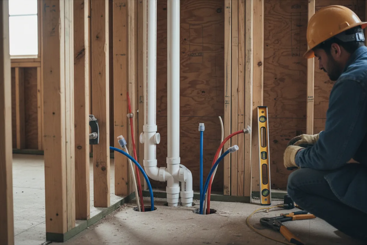 Drain and supply rough-in during Sump Pump Repair in Winfield