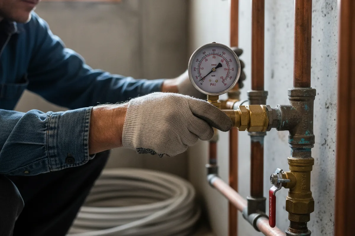 Pressure testing a repaired line during Water Line Repair in Winfield